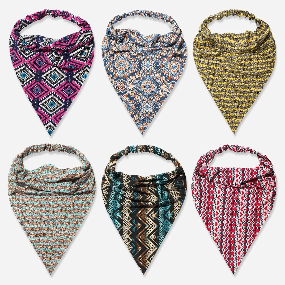 Vercret Boho Hair Scarf Headbands for Women, Pretied Floral Bandana Headbands with Clips (6-Pack, Multi-colored) - view 6