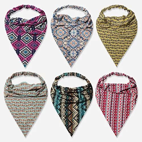 Vercret Boho Hair Scarf Headbands for Women, Pretied Floral Bandana Headbands with Clips (6-Pack, Multi-colored) thumbnail 6