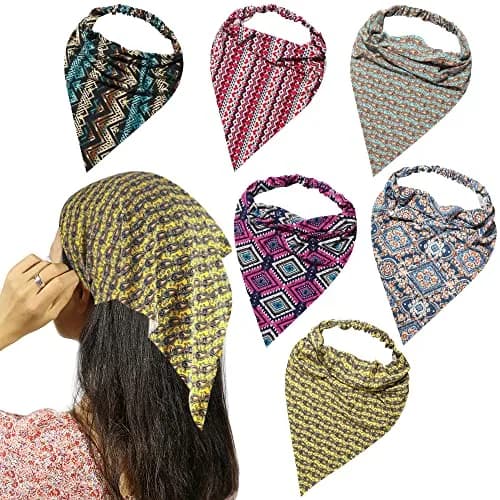 Vercret Boho Hair Scarf Headbands for Women, Pretied Floral Bandana Headbands with Clips (6-Pack, Multi-colored) thumbnail 1