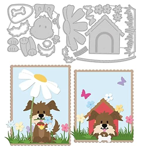 INFUNLY Animal Dog Cutting Dies Metal DIY Dog & House Die Cuts 4.02in x 5.12in | Embossing Stencil for Crafts — Animal Dog Cutting Dies