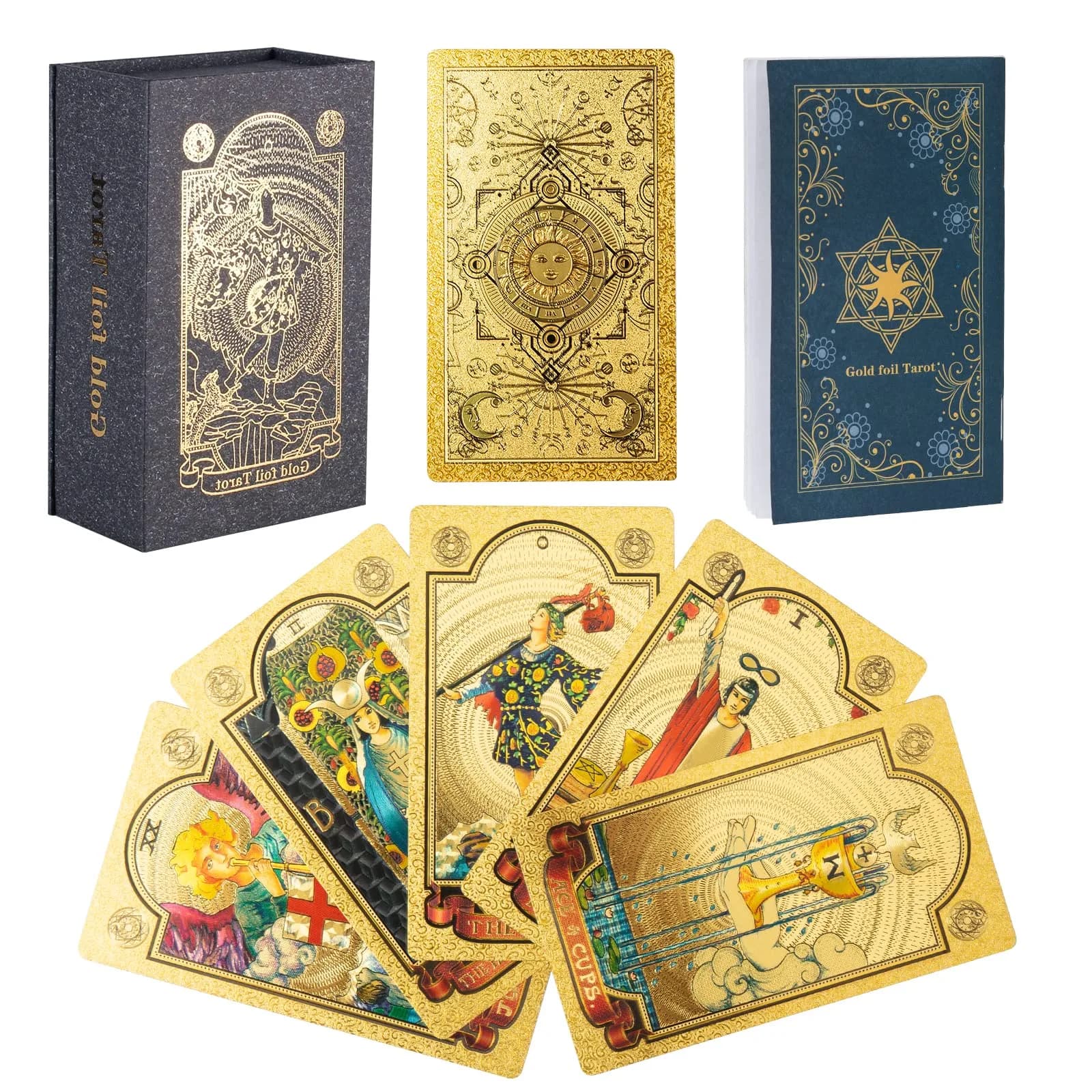 SIOKUY Tarot Cards Deck, Luxury Classic Tarot, Waterproof Gold Foil, Beginners Friendly (Gold Sun) | Premium Visual Experience — Gold Sun