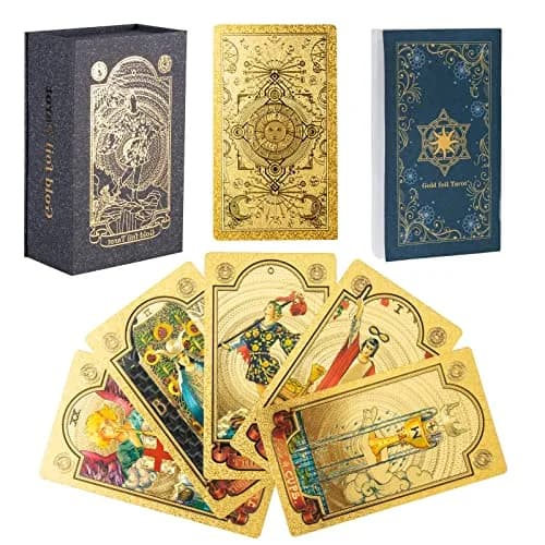 SIOKUY Tarot Cards Deck, Luxury Classic Tarot, Waterproof Gold Foil, Beginners Friendly (Gold Sun) | Premium Visual Experience thumbnail 1