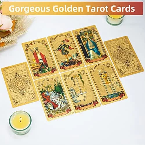 SIOKUY Tarot Cards Deck, Luxury Classic Tarot, Waterproof Gold Foil, Beginners Friendly (Gold Sun) | Premium Visual Experience thumbnail 2