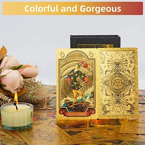 SIOKUY Tarot Cards Deck, Luxury Classic Tarot, Waterproof Gold Foil, Beginners Friendly (Gold Sun) | Premium Visual Experience thumbnail 3