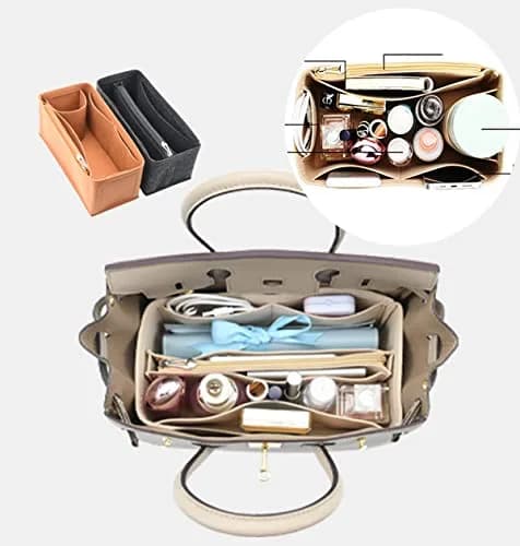 Lckaey Felt Bag Organizer Insert for Birkin 25, Small 21.9cm (8.66" L x 4.3" W x 3.9" H) | Premium Inner Bag Caddy thumbnail 4