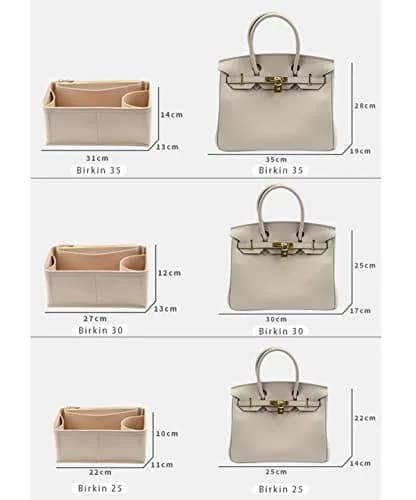 Lckaey Felt Bag Organizer Insert for Birkin 25, Small 21.9cm (8.66" L x 4.3" W x 3.9" H) | Premium Inner Bag Caddy thumbnail 6