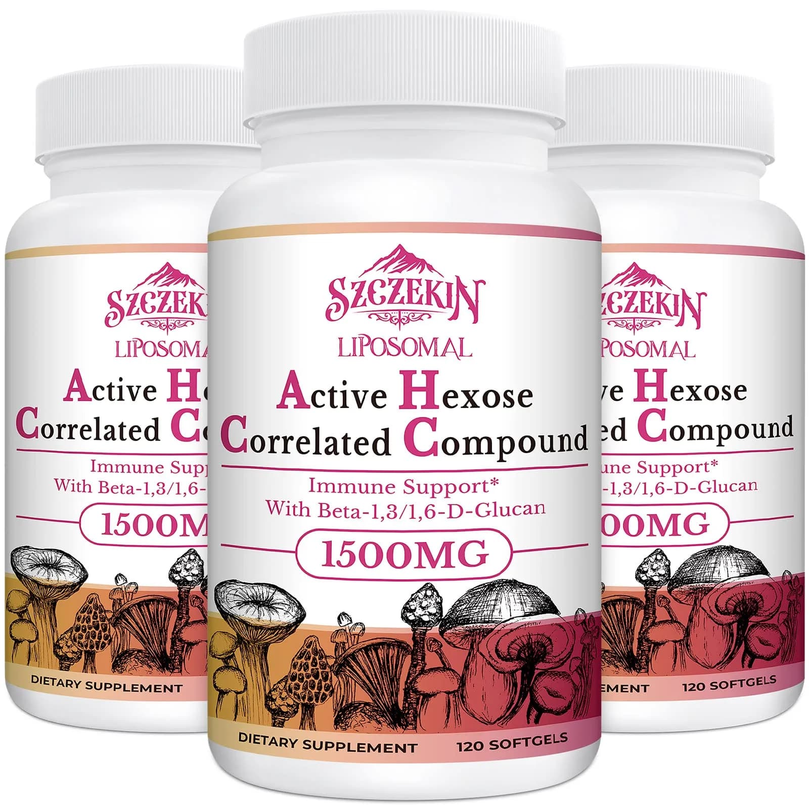 SZCZEKIN 1500mg Liposomal Active Hexose Correlated Supplement 120 Count | Advanced Immune Support — Softgel