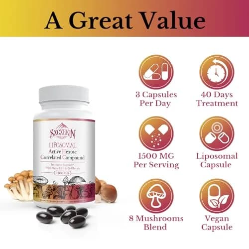 SZCZEKIN 1500mg Liposomal Active Hexose Correlated Supplement 120 Count | Advanced Immune Support thumbnail 7