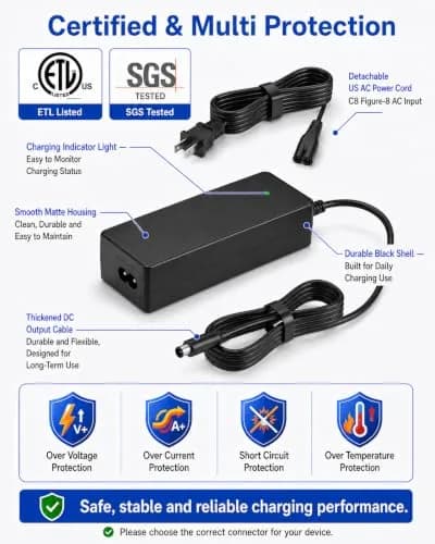 vhbw 42V 2A Electric Scooter Charger | 84W 9.8ft Cable for Segway Ninebot 36V Models thumbnail 7