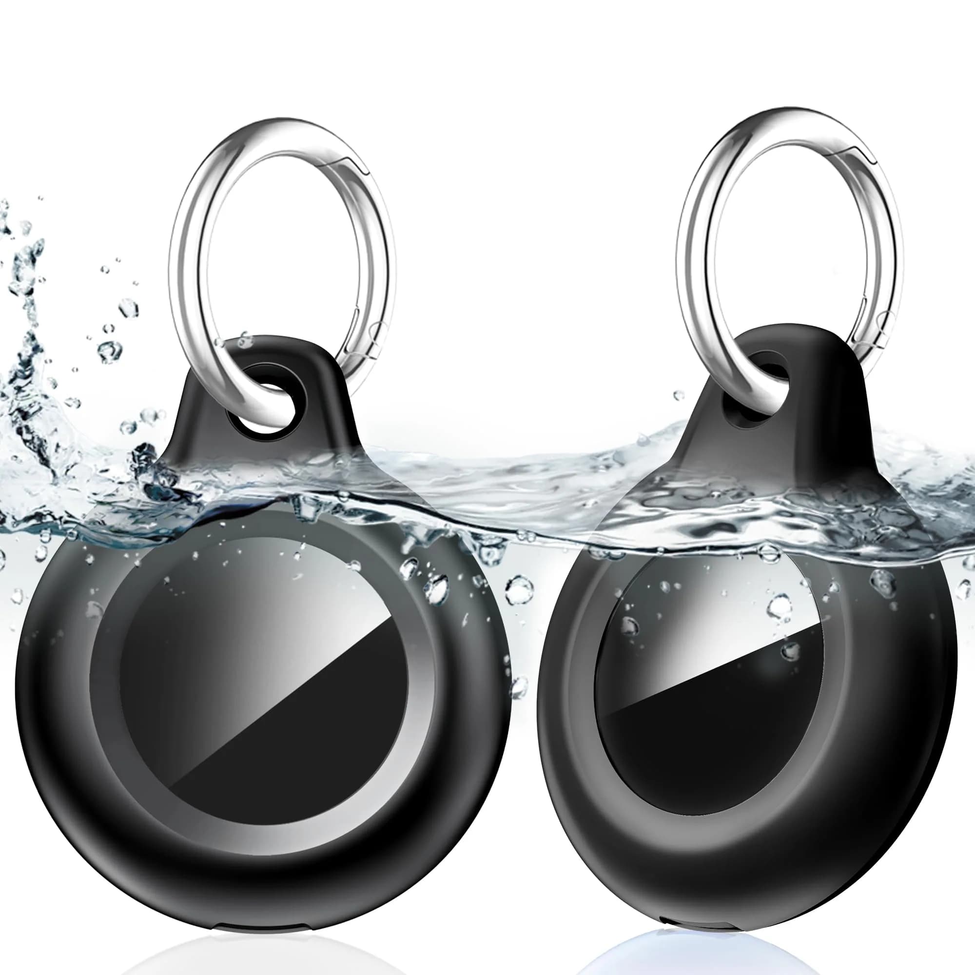 Lanteso Black 2 Pack Waterproof Airtag Holder Case with Keychain | Shockproof & Dustproof for Apple Air Tags - main product image
