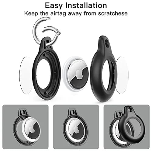 Lanteso Black 2 Pack Waterproof Airtag Holder Case with Keychain | Shockproof & Dustproof for Apple Air Tags thumbnail 5