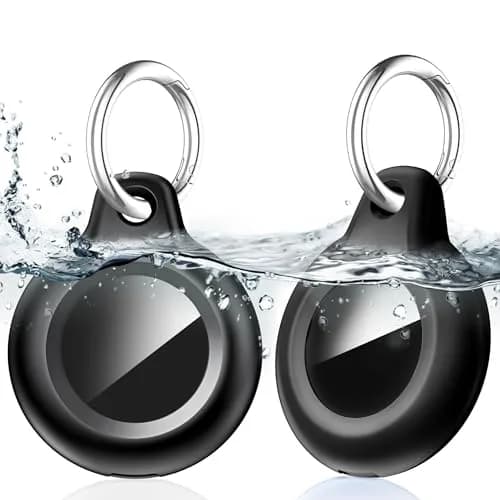 Lanteso Black 2 Pack Waterproof Airtag Holder Case with Keychain | Shockproof & Dustproof for Apple Air Tags thumbnail 1