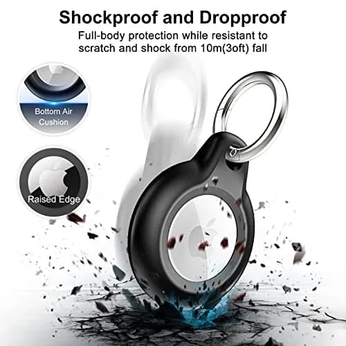 Lanteso Black 2 Pack Waterproof Airtag Holder Case with Keychain | Shockproof & Dustproof for Apple Air Tags thumbnail 3