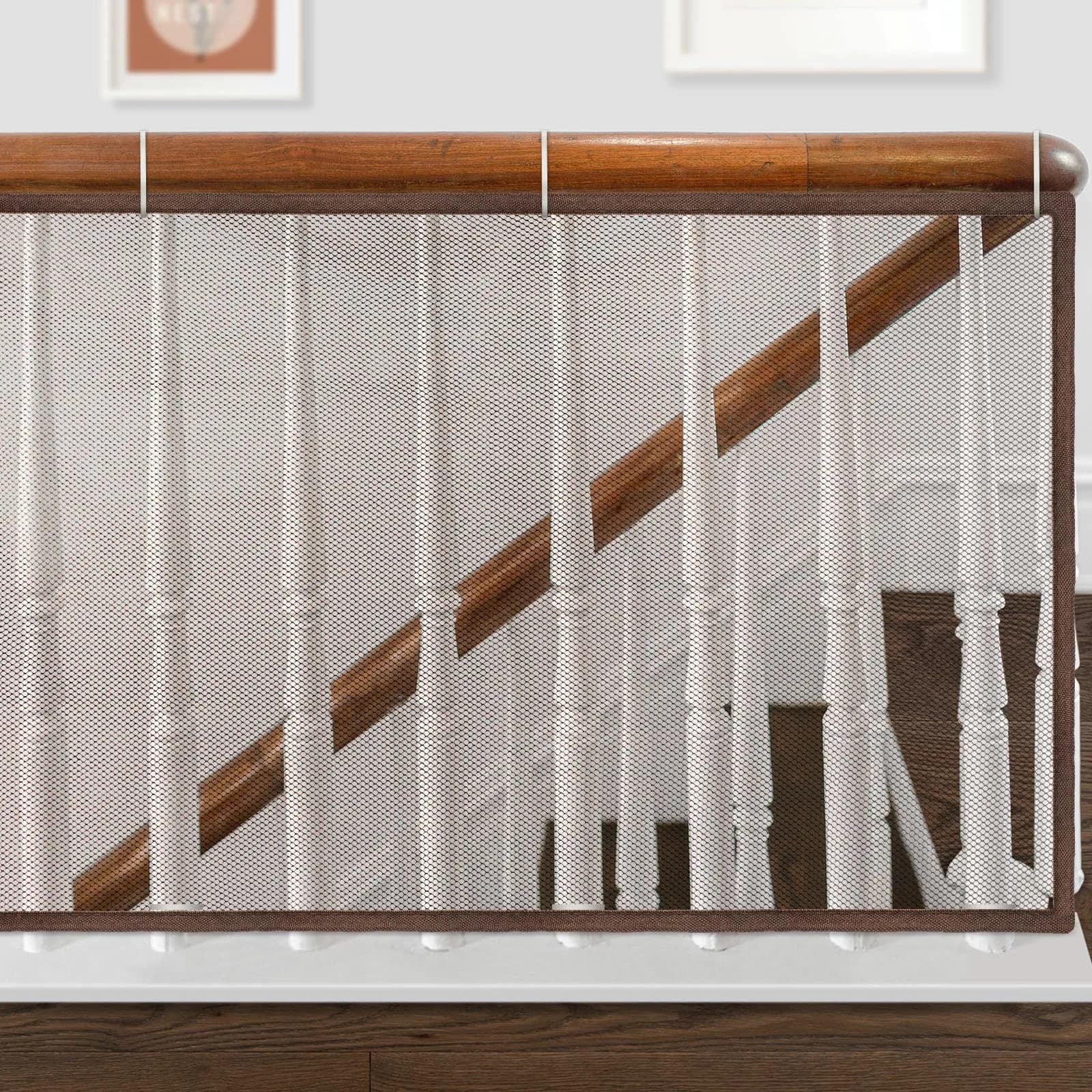 Gudui Brown Banister Guard 10ft x 2.6ft | Child Safety Net for Stairs and Balconies - main product image