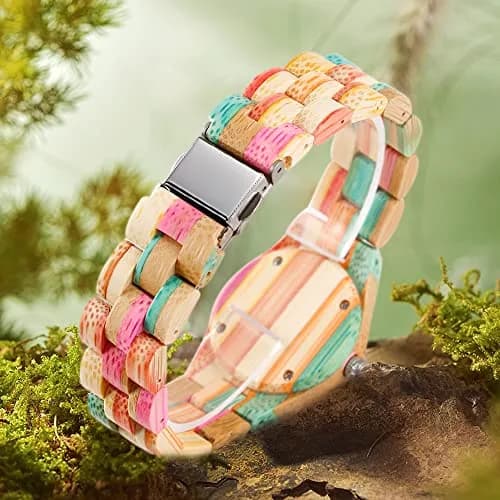 Dentily Handmade Wooden Bamboo Watch for Women, 25mm (1 inch) Case | Natural Wood Analog Quartz Wristwatch thumbnail 4