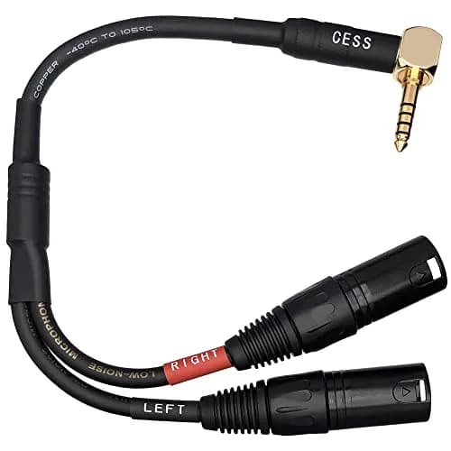CNCESS Right Angle 4.4mm Balanced Male to Dual 3-Pin XLR Headphone Cable | Shielded Pro Audio Adapter (110 characters) thumbnail 4