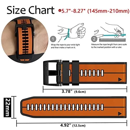Abanen Quick Fit 22mm Silicone Watch Band for Garmin 955 / Fenix 7 / epix 2 | Waterproof Sport Strap thumbnail 4