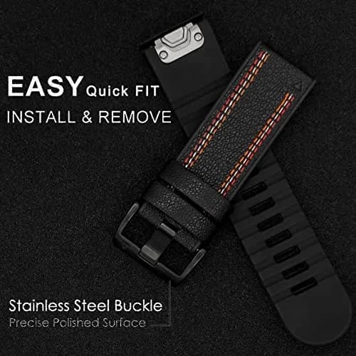Abanen Quick Fit 26mm Watch Band for Garmin Fenix 7X/6X/5X, Fiber Leather with Silicone Lining, 150mm-200mm Wrist Size | USA-Sourced Import thumbnail 4