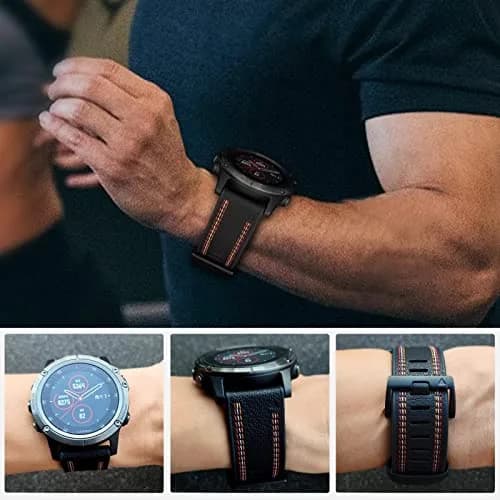 Abanen Quick Fit 26mm Watch Band for Garmin Fenix 7X/6X/5X, Fiber Leather with Silicone Lining, 150mm-200mm Wrist Size | USA-Sourced Import thumbnail 6