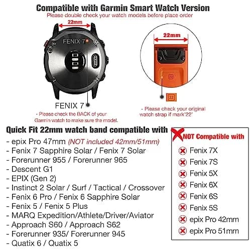 Abanen 22mm Silicone Watch Band for Garmin Fenix 7/6/5, Forerunner 955/945, Instinct 2/Solar, Red-Black | Quick Fit Sport Strap thumbnail 3