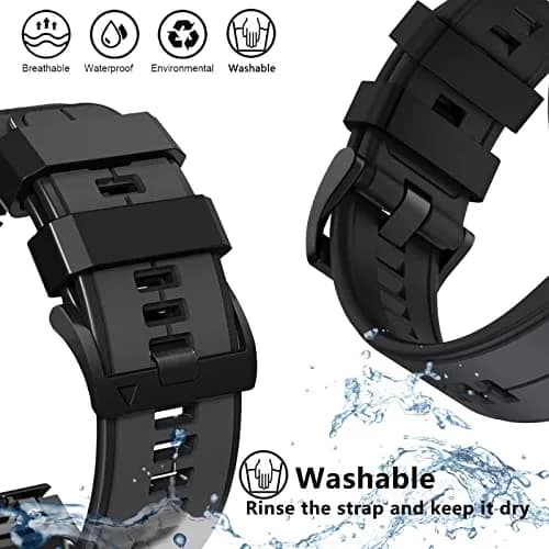 Abanen Quick Fit 22mm Silicone Watch Band for Garmin Forerunner 955/Fenix 7/epix 2/Fenix 6/Fenix 5, Grey-Black | Sport Strap for 47mm Smartwatches thumbnail 6