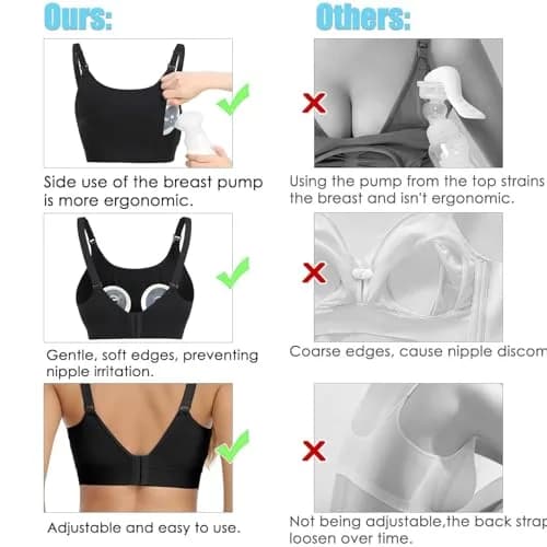 ENSDOAR Hands Free Pumping Bra Large Black | Adjustable Breast-Pump Holding & Nursing Bra thumbnail 5