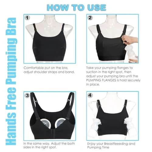 ENSDOAR Hands Free Pumping Bra Large Black | Adjustable Breast-Pump Holding & Nursing Bra thumbnail 8