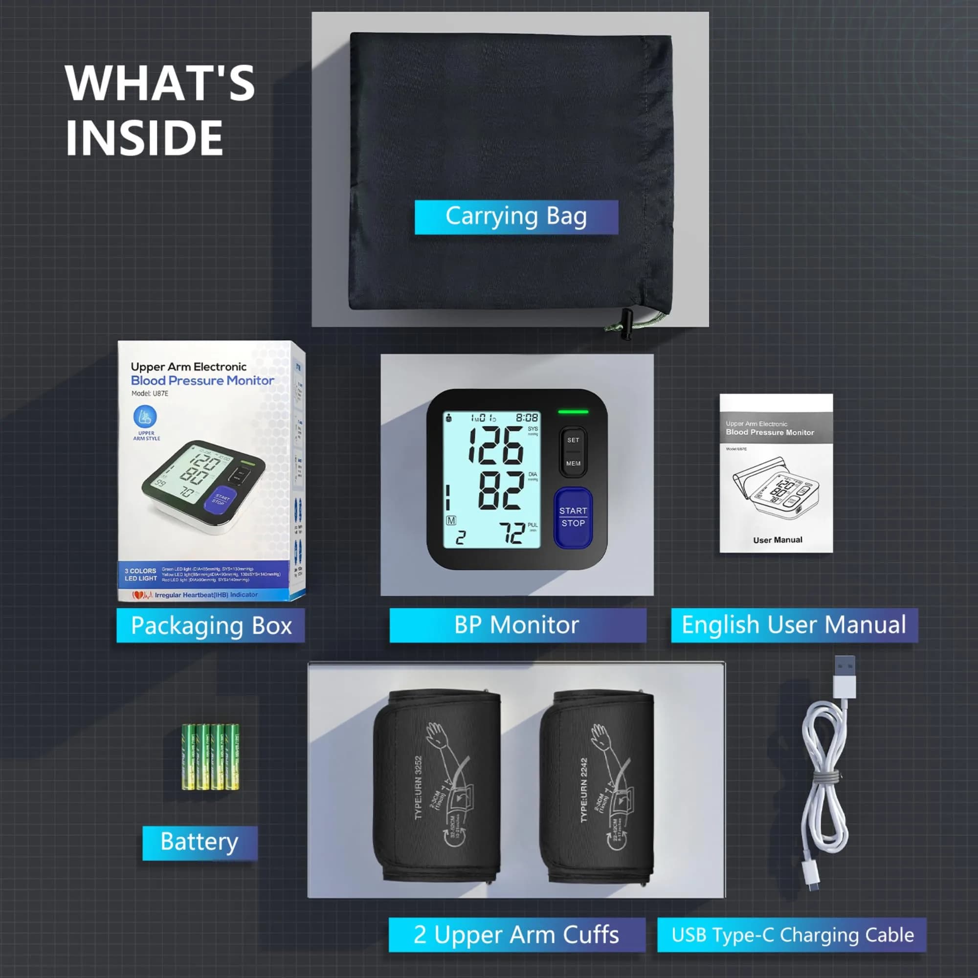 AQESO Automatic Blood Pressure Monitor with 2 Cuffs (9"-21") | Clinically Accurate Readings - view 7