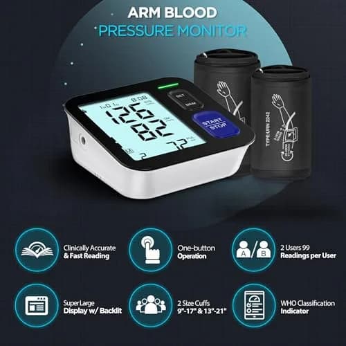 AQESO Automatic Blood Pressure Monitor with 2 Cuffs (9"-21") | Clinically Accurate Readings thumbnail 2