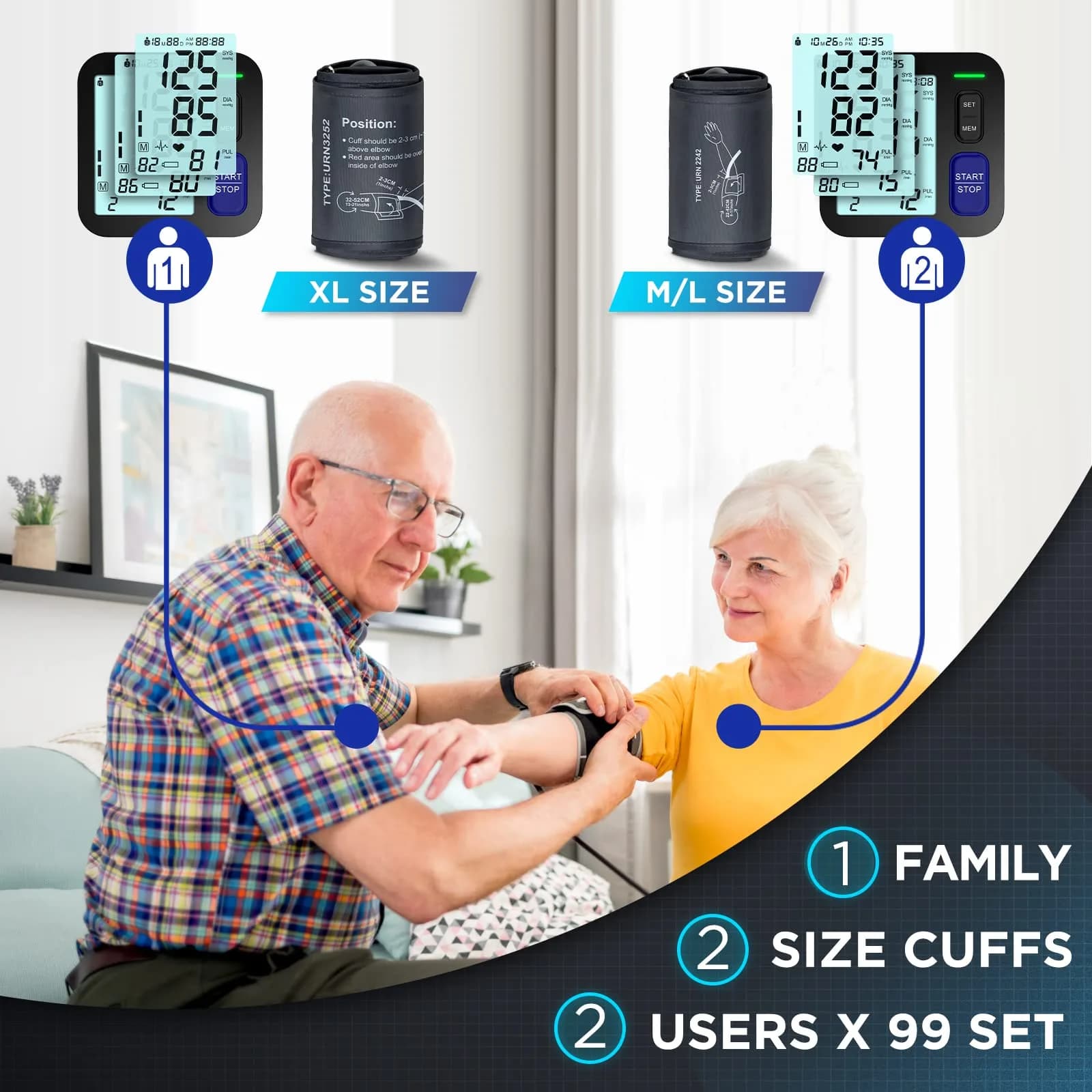 AQESO Automatic Blood Pressure Monitor with 2 Cuffs (9"-21") | Clinically Accurate Readings - view 4