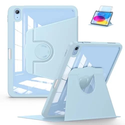 Soke 360 Rotating Case for iPad 10th Gen 10.9" & A16 11" 2022/2025 | Sky Blue, Built-in Pencil Holder & Auto Wake/Sleep thumbnail 1
