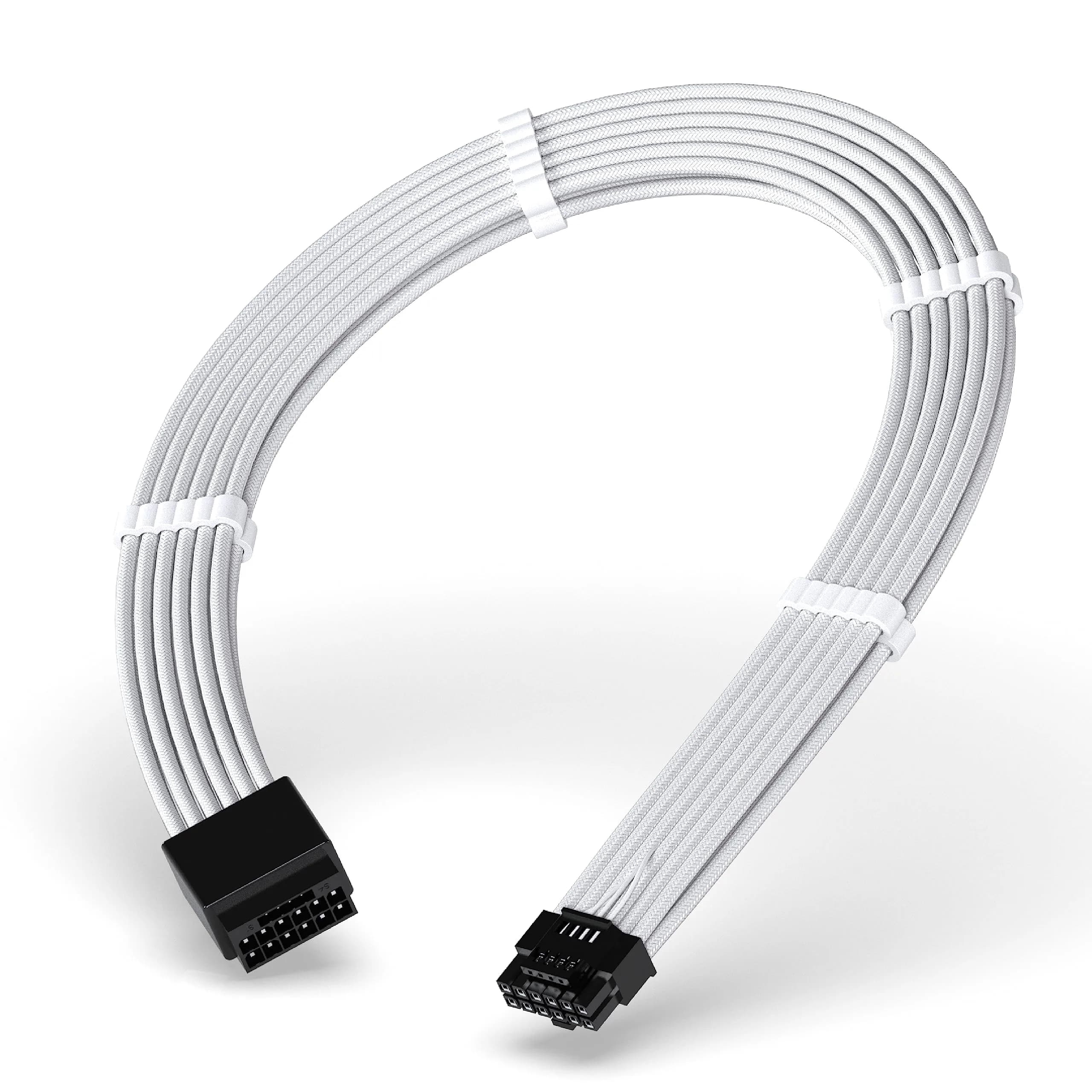 EZDIY-FAB 16pin (12+4) 12VHPWR PCIe 5.0 GPU Power Sleeved Cable Extension | Compatible with RTX 4080, 4090, 5070, 5080 — White