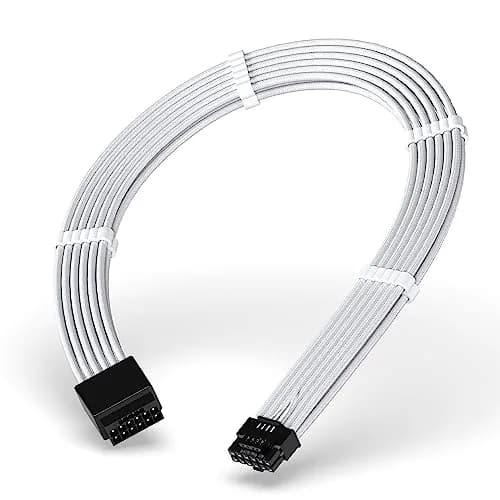 EZDIY-FAB 16pin (12+4) 12VHPWR PCIe 5.0 GPU Power Sleeved Cable Extension, Male to Female, Compatible with RTX 5080, 5070, 4090, 4080, 4070,16AWG with Cable Combs-White thumbnail 1
