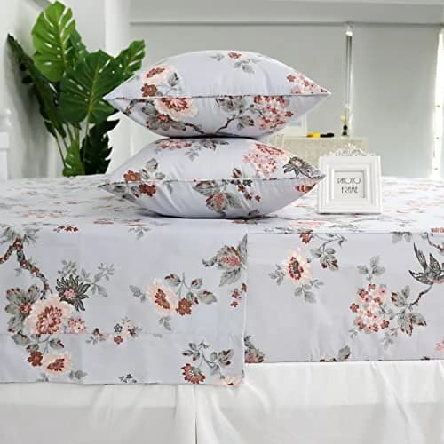 FADFAY Sheets Set Twin XL Elegant Floral Bedding 100% Cotton | Vintage Farmhouse Style thumbnail 7