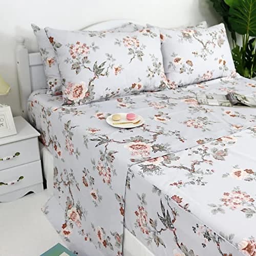 FADFAY Sheets Set Twin XL Elegant Floral Bedding 100% Cotton | Vintage Farmhouse Style thumbnail 2