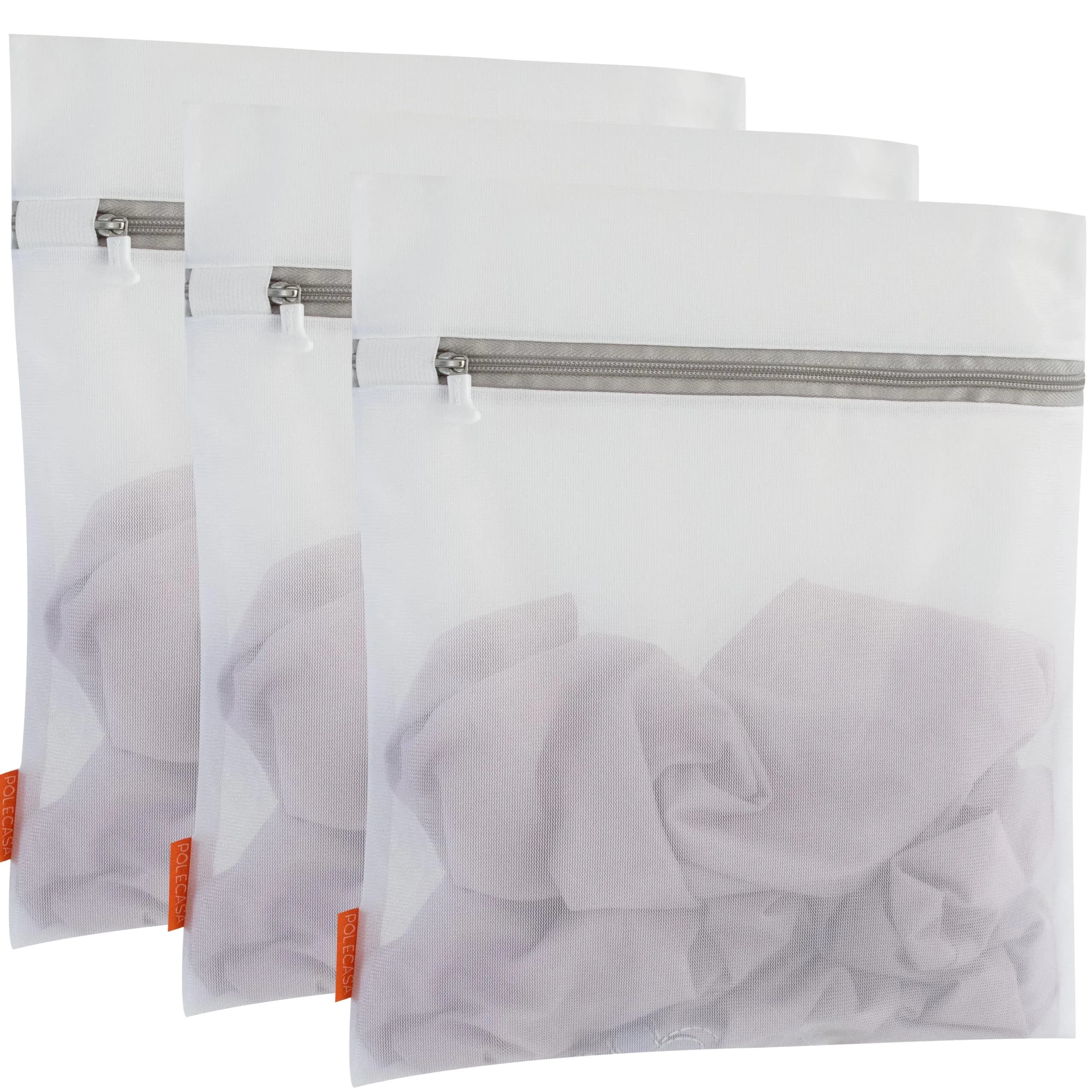 Polecasa Mesh Laundry Bags 3 Pack 40x50cm (16x20") | Protects Delicates, Zippered, Washer & Dryer Safe — 3-Pack