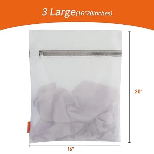 Polecasa Mesh Laundry Bags 3 Pack 40x50cm (16x20") | Protects Delicates, Zippered, Washer & Dryer Safe thumbnail 6