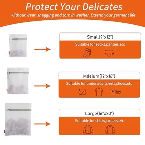 Polecasa Mesh Laundry Bags 3 Pack (Large, Medium, Small) | Protects Delicates, Zippered Closure, Washer & Dryer Safe thumbnail 2