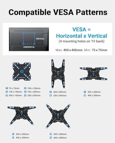 Pipishell Full Motion TV Mount for 26–60 inch TVs up to 77 lbs | Slim, Tilt & Swivel Wall Bracket thumbnail 3