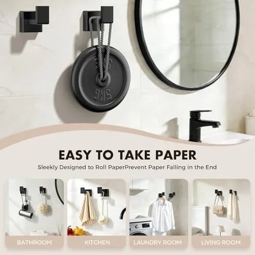 PAHSFS 5-Pieces Bathroom Accessories Set, 16 Inch Matte Black Wall Mounted Towel Bar thumbnail 5