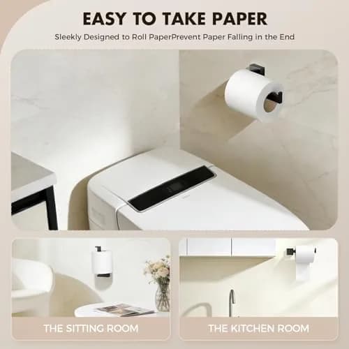 PAHSFS 5-Pieces Bathroom Accessories Set, 16 Inch Matte Black Wall Mounted Towel Bar thumbnail 3