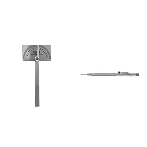 General Tools #17 Stainless Steel Angle Protractor Square Head with 6" Arm & Tungsten Carbide Scribe | 20cm (8") thumbnail 1