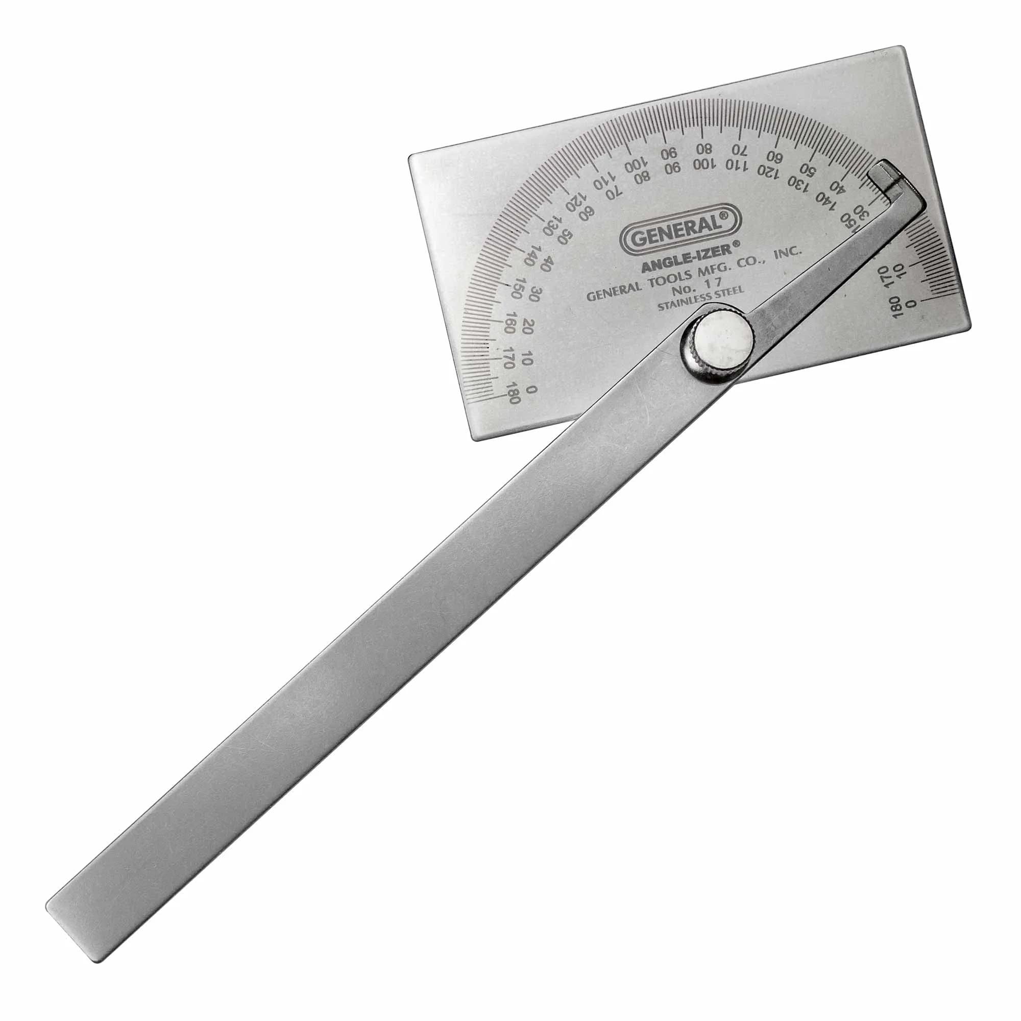 General Tools #17 Stainless Steel Angle Protractor Square Head with 6" Arm & Tungsten Carbide Scribe | 20cm (8") - view 2