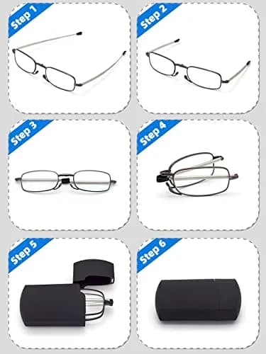 HIGHLIKE 3-Pack Folding Reading Glasses 1.25 Diopters | Compact & Portable Readers with Cases thumbnail 2