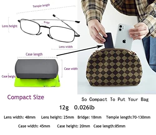 HIGHLIKE 3-Pack Folding Reading Glasses 1.25 Diopters | Compact & Portable Readers with Cases thumbnail 3