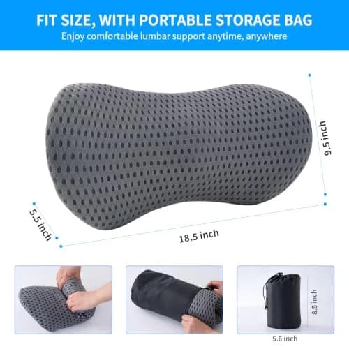 FOUSUPDT Lumbar Pillow Memory Foam Support Cushion for Office & Car | Relieves Lower Back Pain thumbnail 7