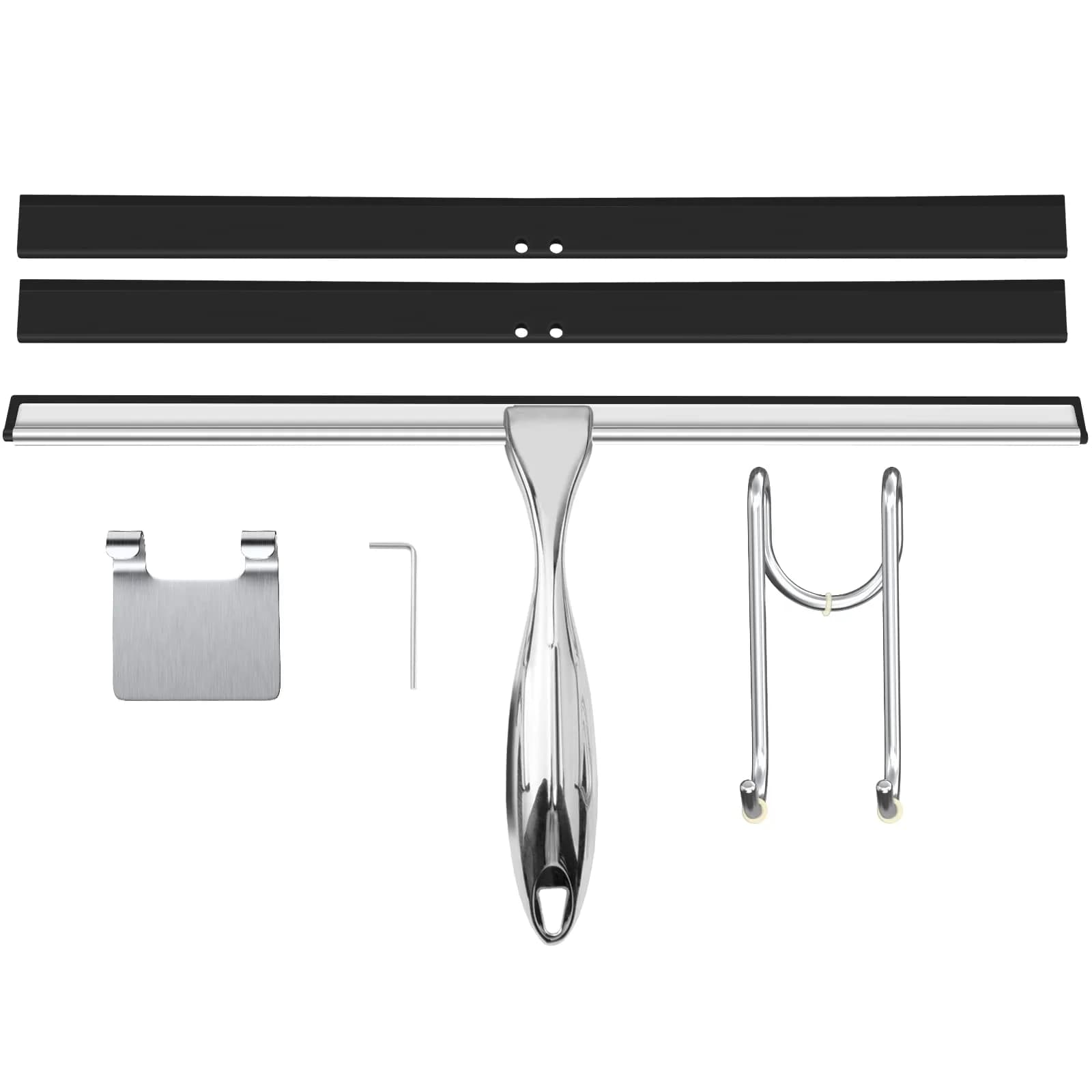TOOVEM Shower Squeegee 14 Inch Silver | Glass & Bathroom Cleaning Tool — Silver 14 inch