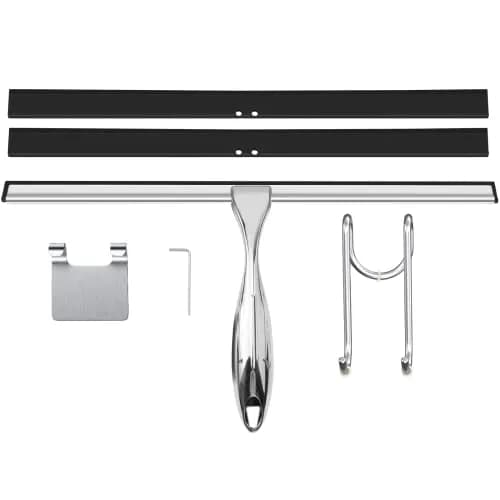 TOOVEM Shower Squeegee 14 Inch Silver | Glass & Bathroom Cleaning Tool thumbnail 1