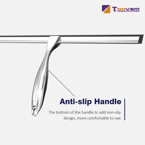 TOOVEM Shower Squeegee 14 Inch Silver | Glass & Bathroom Cleaning Tool thumbnail 7
