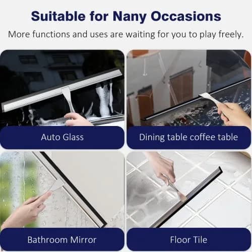 TOOVEM Shower Squeegee 14 Inch Silver | Glass & Bathroom Cleaning Tool thumbnail 8